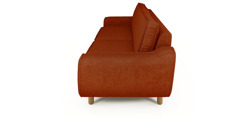 Klem 3-Sitzer Sofa Groß Zylindrisch Holzbein - Cord Velours