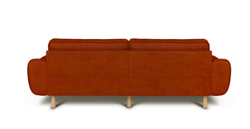 Klem 3-Sitzer Sofa Groß Zylindrisch Holzbein - Cord Velours