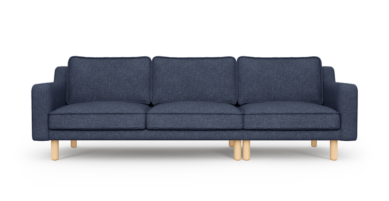 Klem Slim 4-Sitzer Sofa Zylindrisch Holzbein - Gewebe