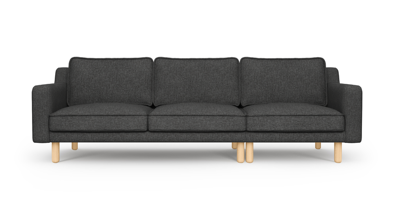 Klem Slim 4 seater Sofa Cylindrical Wooden leg - Fabric