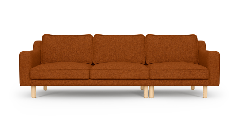 Klem Slim 4-Sitzer Sofa Zylindrisch Holzbein - Gewebe