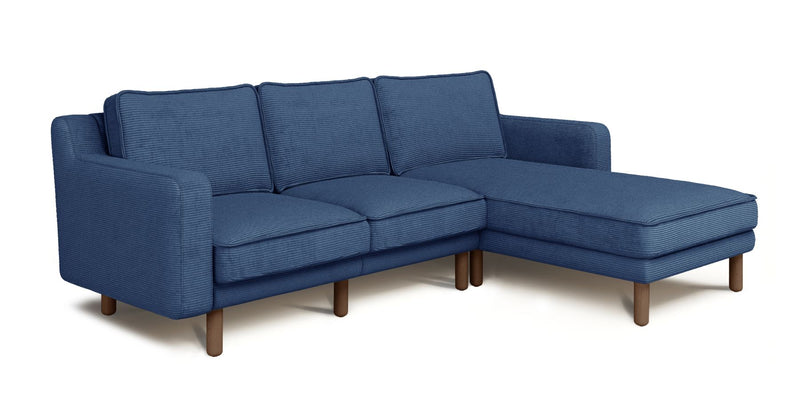 Klem Slim 240 x 171 Sektional Zylindrisch Holzbein - Cord Velours