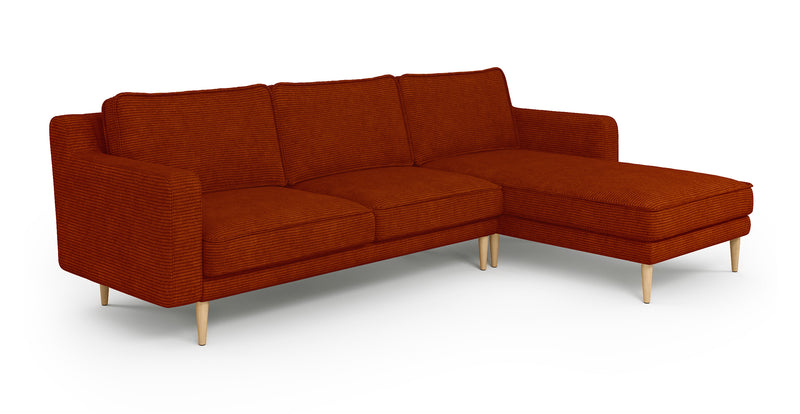Klem Slim 266 x 171 Sectional Wooden Leg - Cord Velour