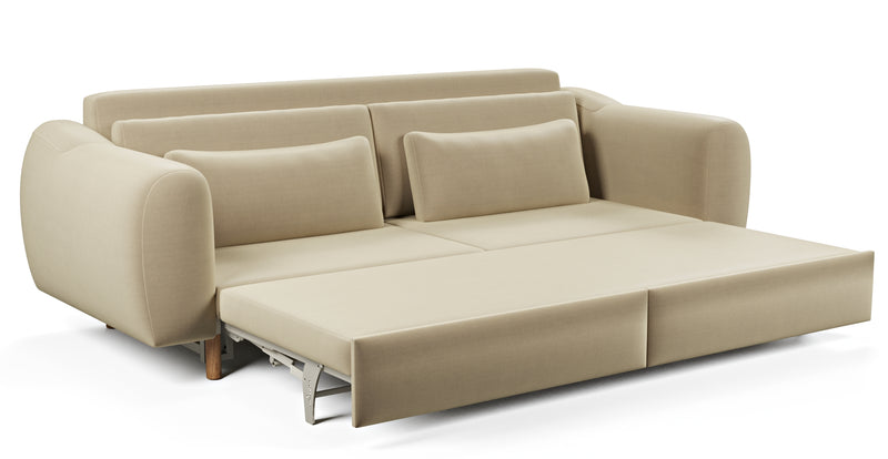 Nyra 3-seater sofa bed with wooden leg - Performance Velvet