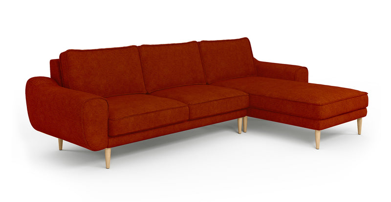Klem 280 x 171 Sectional Wooden Leg - Cord Velour