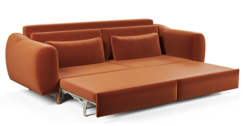 Nyra 3-seater sofa bed with wooden leg - Performance Velvet
