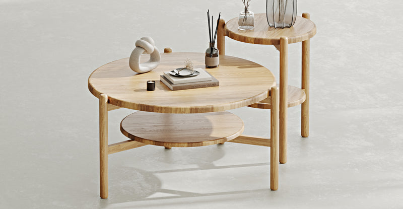 Norac Solid Oak Set Of Two Small Coffee Table