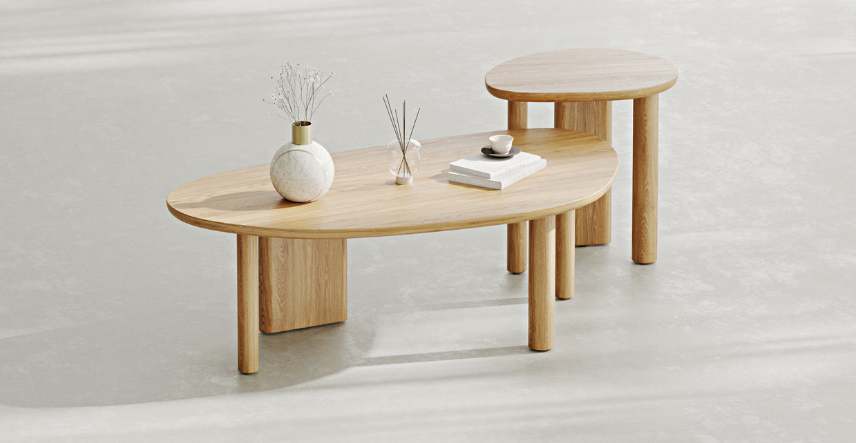 Mandel Doppel-Couchtisch-Set Mittel