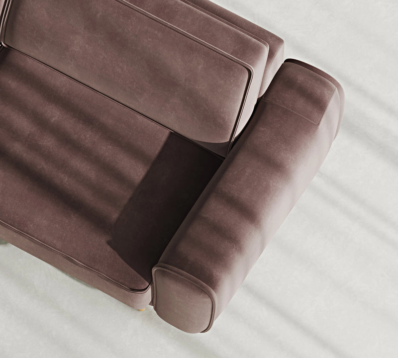 Klem 3-Seater Sofa Wooden Leg - Velvet