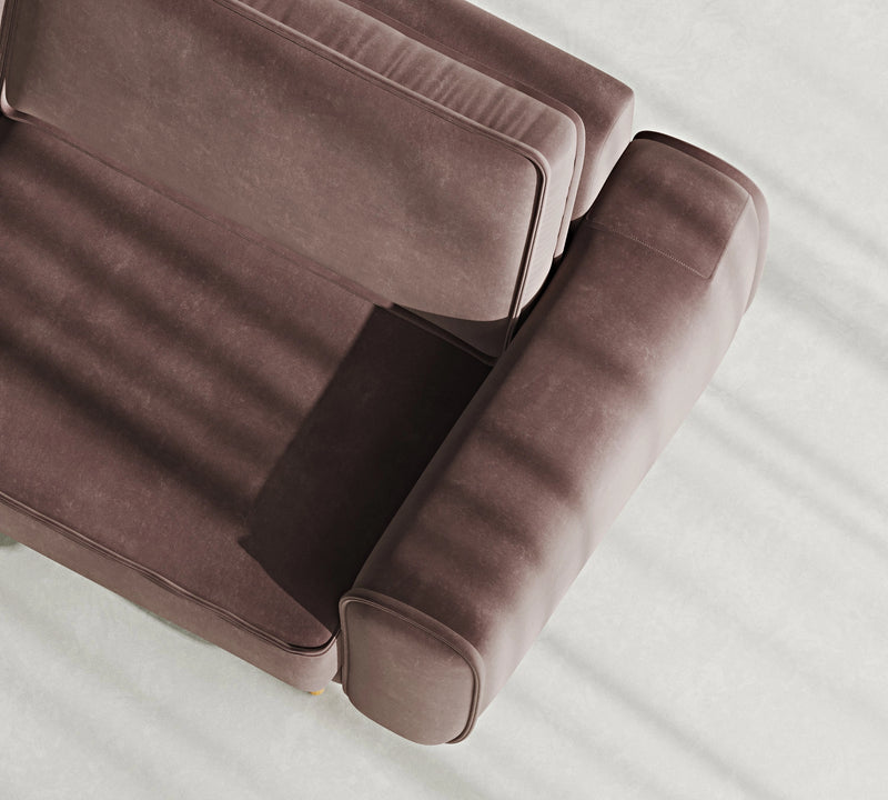 Klem 3-Seater Sofa Wooden Leg - Velvet