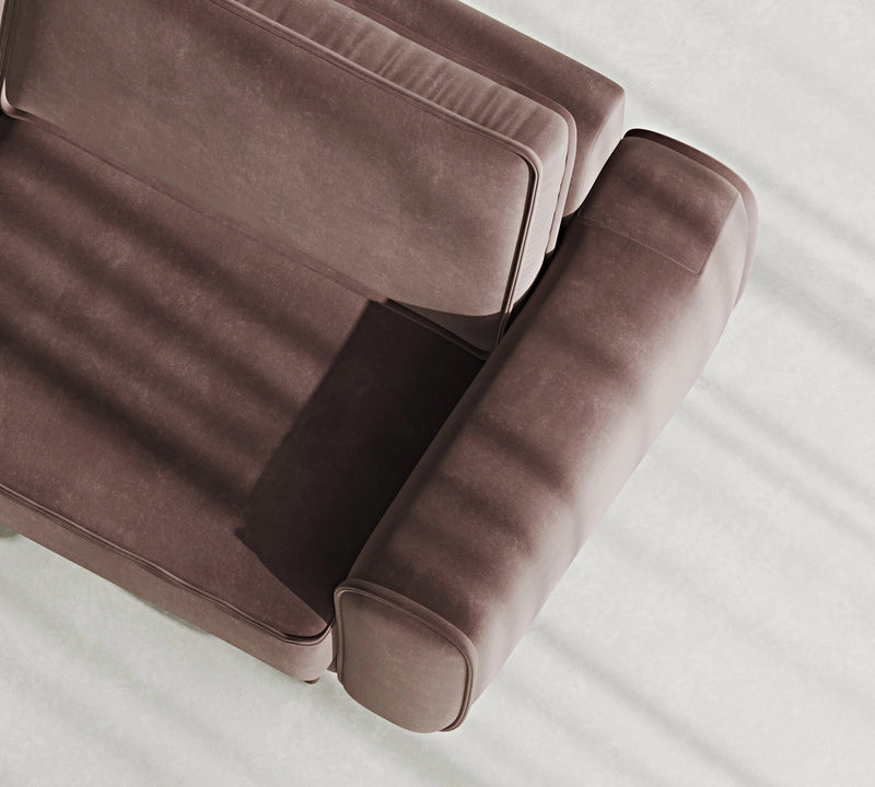 Klem 3-Seater Sofa Wooden Leg - Velvet