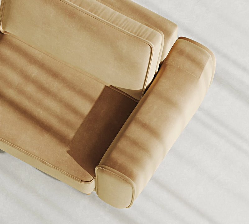 Klem 3-Seater Sofa Wooden Leg - Velvet