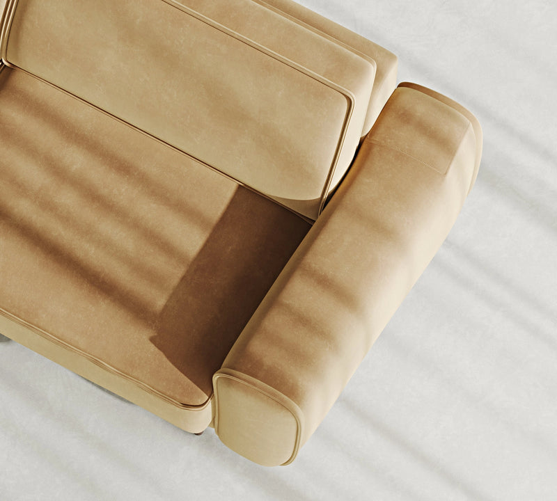 Klem 3-Seater Sofa Wooden Leg - Velvet