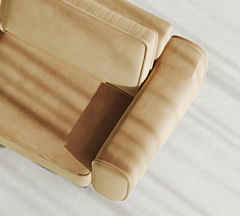 Klem 3-Seater Sofa Wooden Leg - Velvet