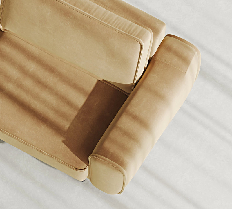 Klem 3-Seater Sofa Wooden Leg - Velvet