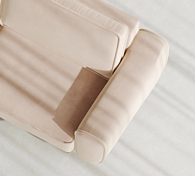 Klem 3-Seater Sofa Wooden Leg - Velvet