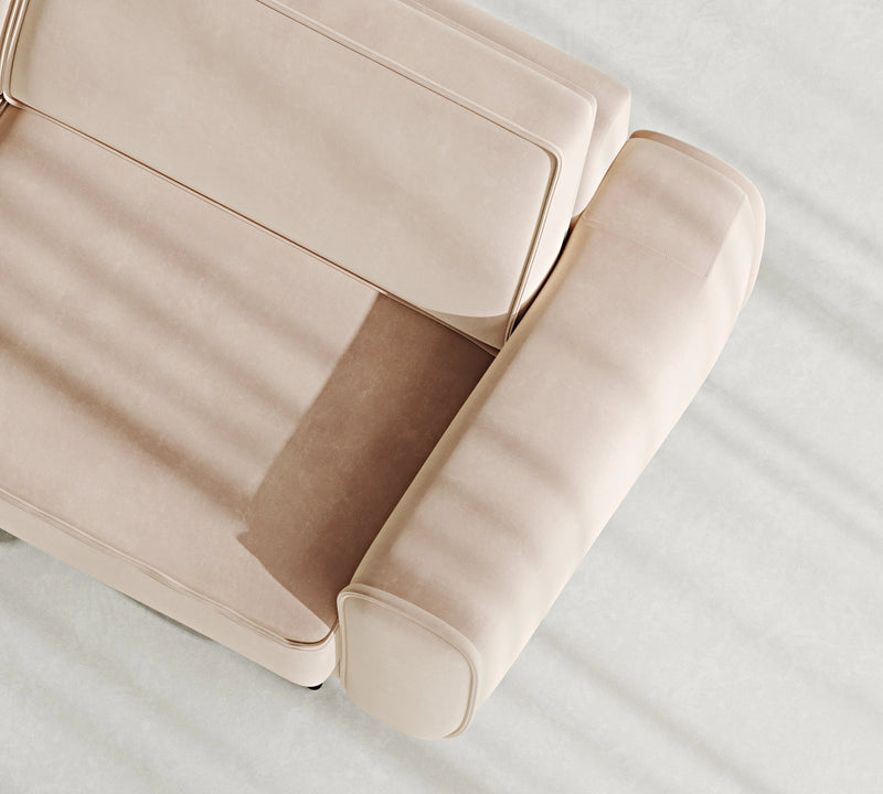 Klem 3-Seater Sofa Wooden Leg - Velvet