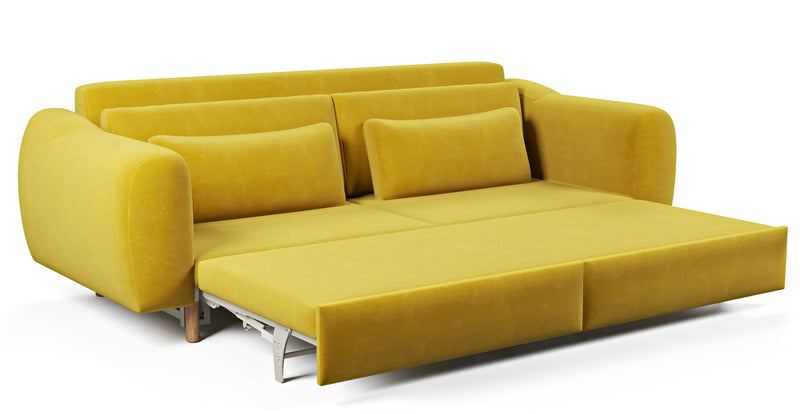 Nyra 3-seater sofa bed with wooden leg - velvet