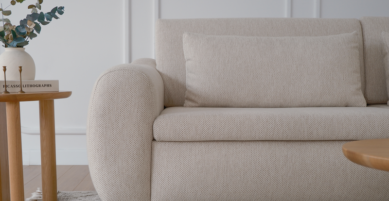 Nyra 3-seater sofa bed with wooden leg - Bouclé