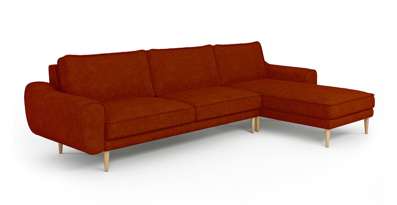Klem 306 x 171 Sectional Wooden Leg - Cord Velour