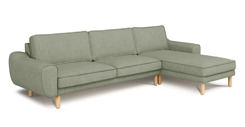 Klem 306 x 171 Sektional Zylindrisch Holzbein - Performance-Stoff