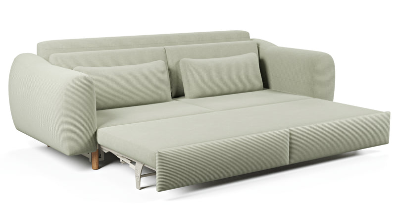 Nyra 3-seater sofa bed with wooden leg - corduroy velour