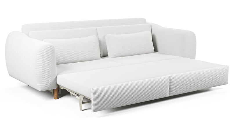 Nyra 3-seater sofa bed with wooden leg - corduroy velour