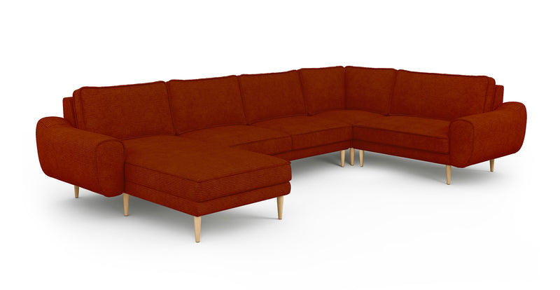 Klem 346 x 210 Sectional Wooden Leg - Cord Velour
