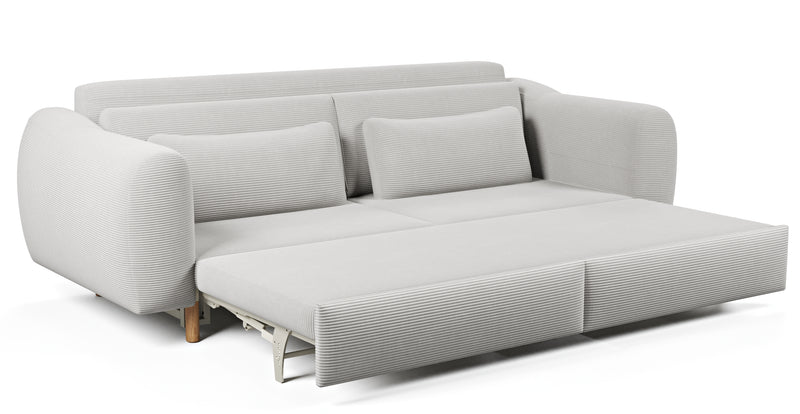 Nyra 3-seater sofa bed with wooden leg - corduroy velour