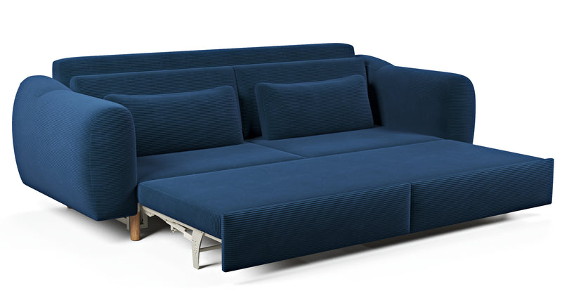 Nyra 3-seater sofa bed with wooden leg - corduroy velour
