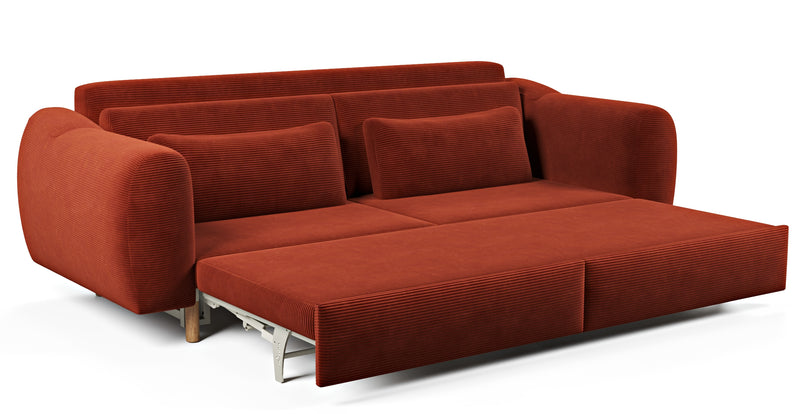 Nyra 3-seater sofa bed with wooden leg - corduroy velour