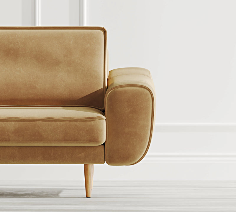 Klem 3-Seater Sofa Wooden Leg - Velvet