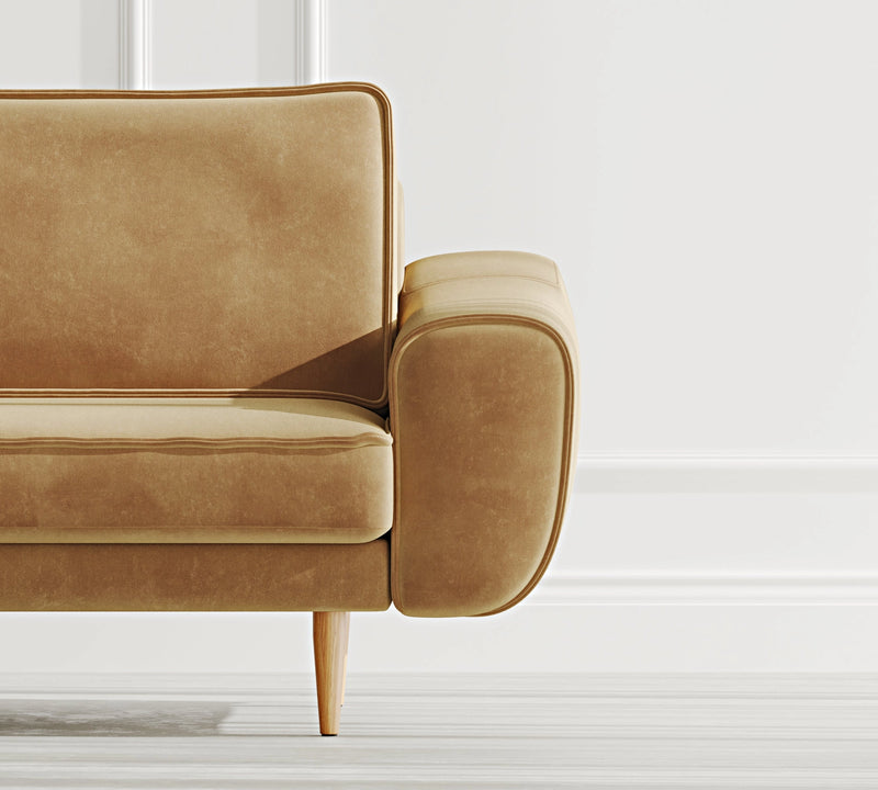 Klem 3-Seater Sofa Wooden Leg - Velvet