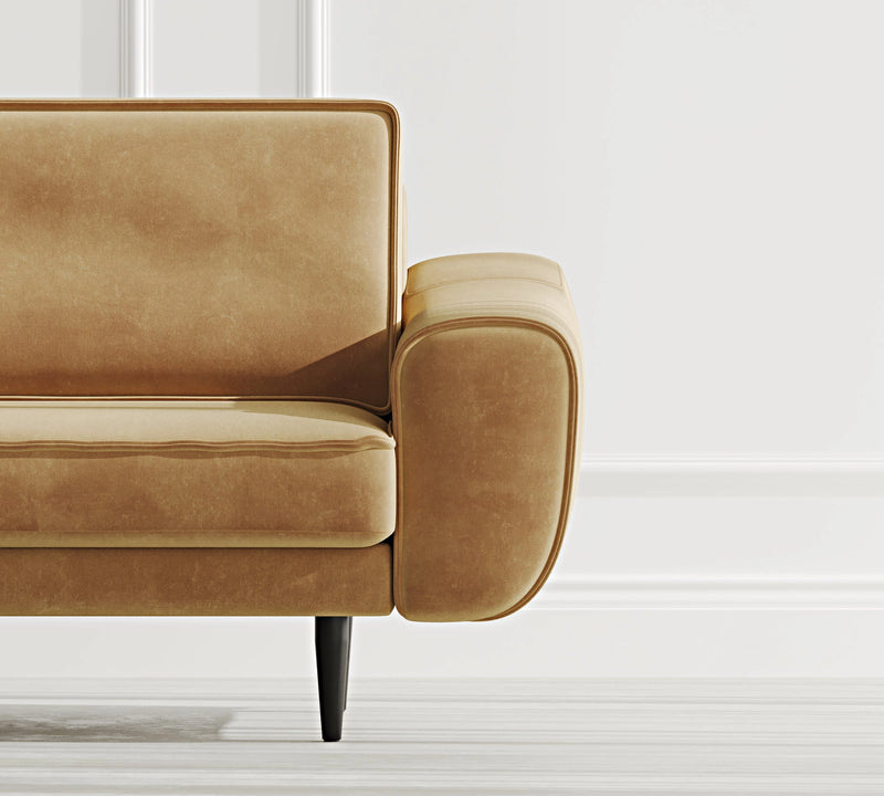 Klem 3-Seater Sofa Wooden Leg - Velvet