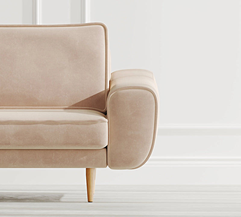 Klem 3-Seater Sofa Wooden Leg - Velvet