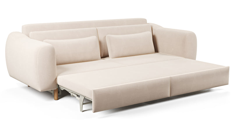 Nyra 3-seater sofa bed with wooden leg - velvet