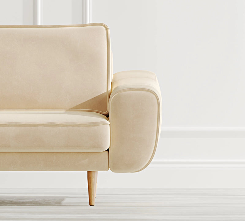 Klem 3-Seater Sofa Wooden Leg - Velvet