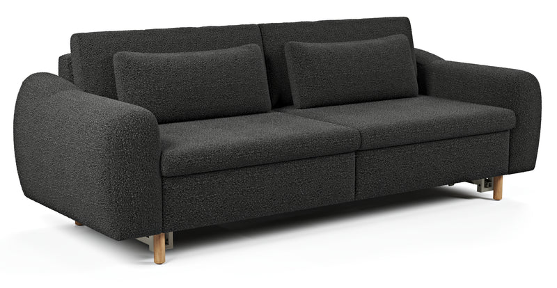 Nyra 3-seater sofa bed with wooden leg - Bouclé