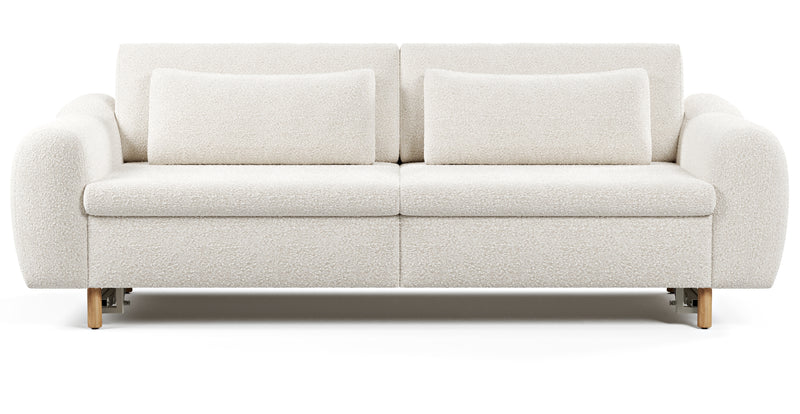 Nyra 3-seater sofa bed with wooden leg - Bouclé