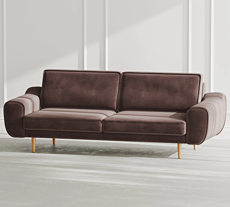 Klem 3-Seater Sofa Wooden Leg - Velvet