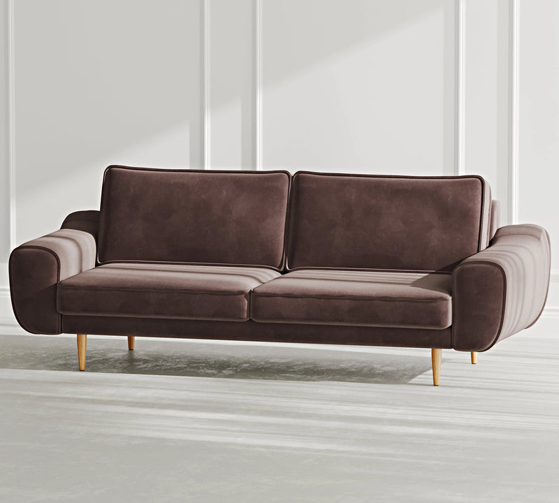 Klem 3-Seater Sofa Wooden Leg - Velvet
