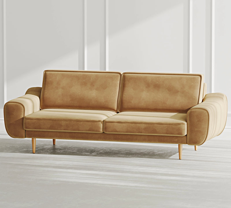 Klem 3-Seater Sofa Wooden Leg - Velvet