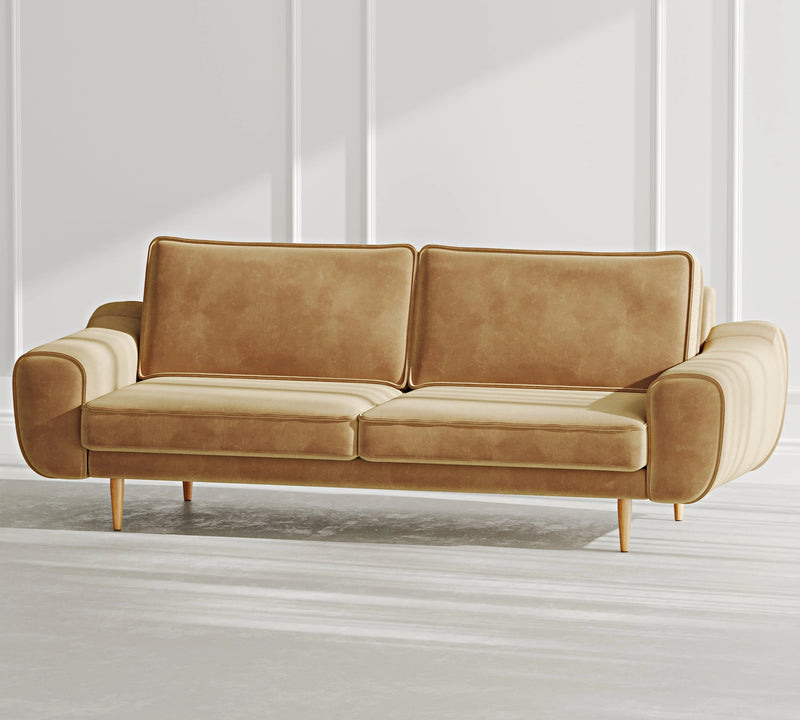Klem 3-Seater Sofa Wooden Leg - Velvet