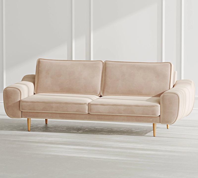 Klem 3-Seater Sofa Wooden Leg - Velvet