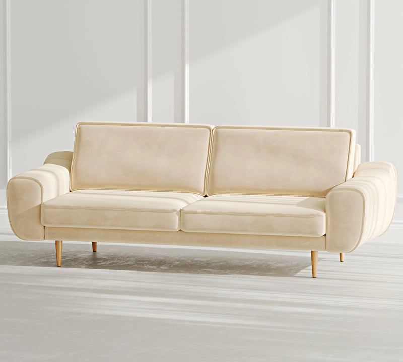 Klem 3-Seater Sofa Wooden Leg - Velvet