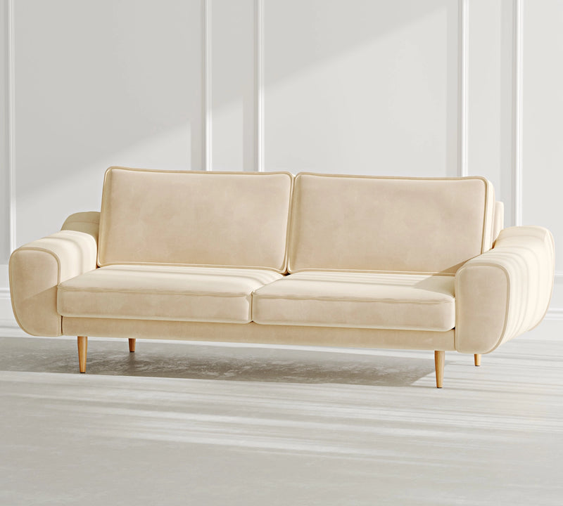 Klem 3-Seater Sofa Wooden Leg - Velvet