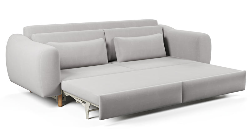 Nyra 3-seater sofa bed with wooden leg - velvet