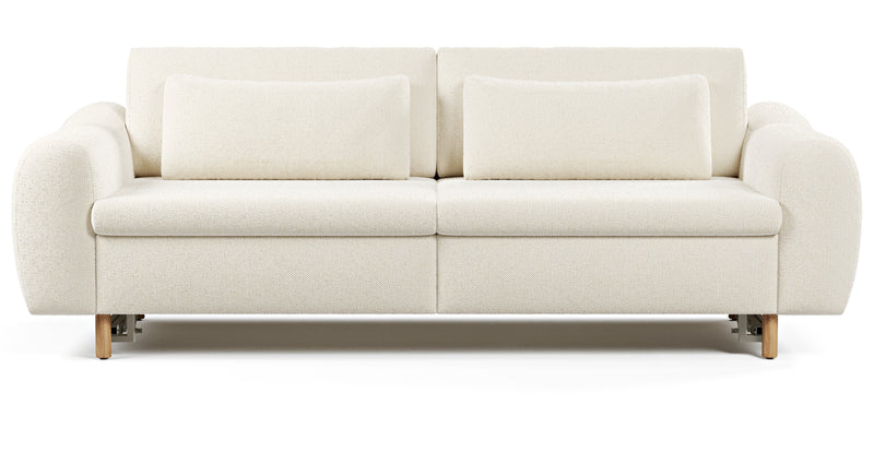 Nyra 3-seater sofa bed with wooden leg - natural fabric