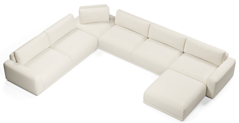 Carle 339 x 444 sectional double arm and Ottoman - natural fabric