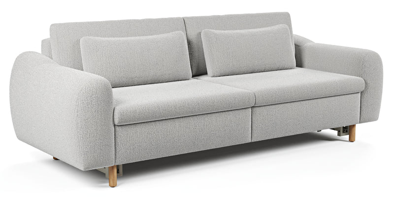 Nyra 3-seater sofa bed with wooden leg - natural fabric